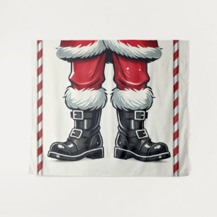 Cooler Weihnachtsmann in schwarzen Stiefeln Weihna Wandteppich