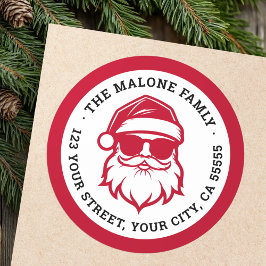 Cooler Weihnachtsmann in Sonnenbrille rote Rücksen Runder Aufkleber