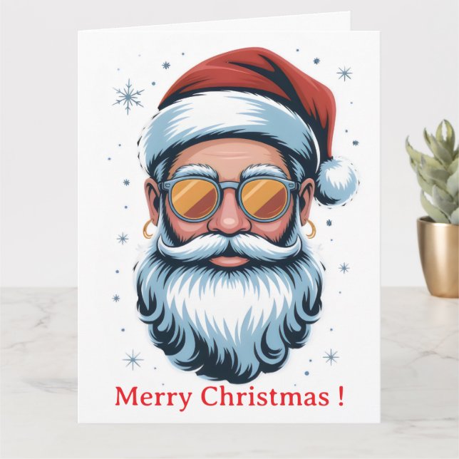 Cooler Weihnachtsmann Karte (Kleine Pflanze)