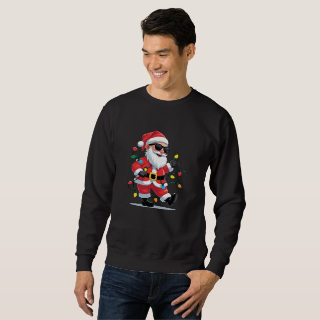 Cooler Weihnachtsmann mit Weihnachtslichtern – Mod Sweatshirt (Vorne ganz)