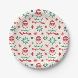 Cooler Weihnachtsmann Retro Frohe Weihnachten Part Pappteller