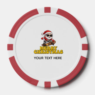 Cooler Weihnachtsmann Skateboard fährt Frohe Weihn Pokerchips