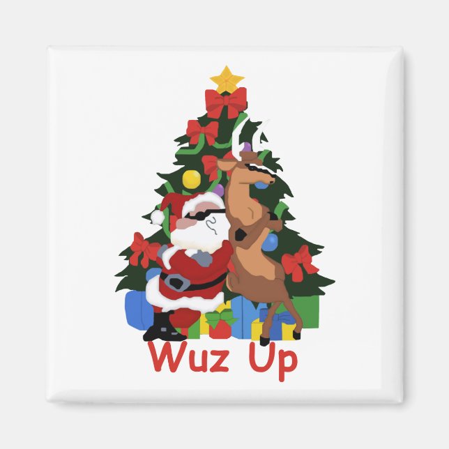 Cooler Weihnachtsmann und Reindeer Magnet (Vorne)