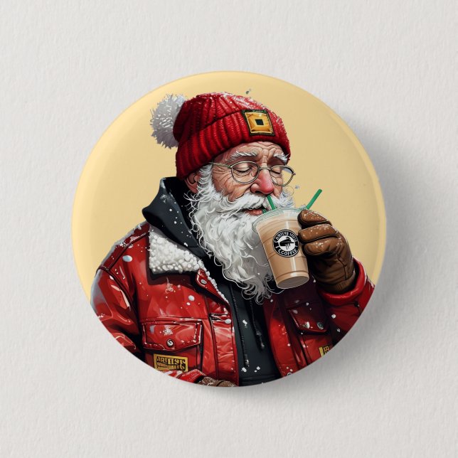 Cooler Weihnachtstrinker Weihnachten Button (Vorderseite)