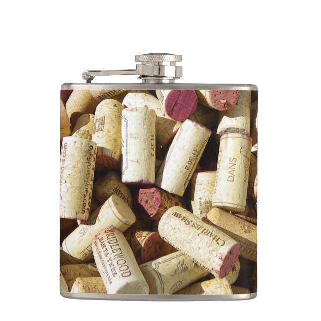 Cooler Wein Cork Vinyl Wrapped Flask! Flachmann (Vorderseite)