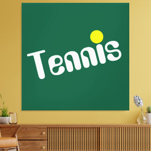 Cooler, weißer, gelber Diagonal-TENNIS auf tiefgrü Leinwanddruck