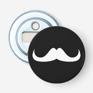 Cooler weißer Handlebar-Schnurrbart auf schwarz Flaschenöffner