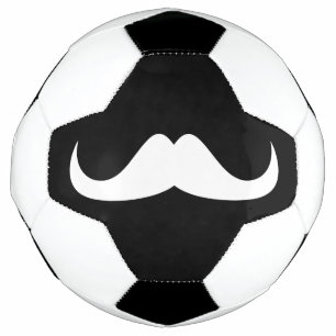 Cooler weißer Handlebar-Schnurrbart auf schwarz Fußball