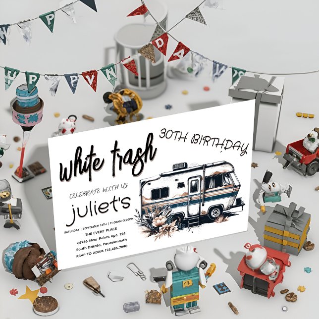 Cooler weißer Müll 30. Geburtstagseinladungen Einladung (Von Creator hochgeladen)