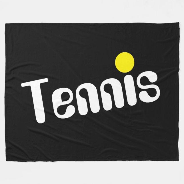 Cooler weißgelber TENNIS-Text auf schwarz Fleecedecke (Vorderseite (Horizontal))