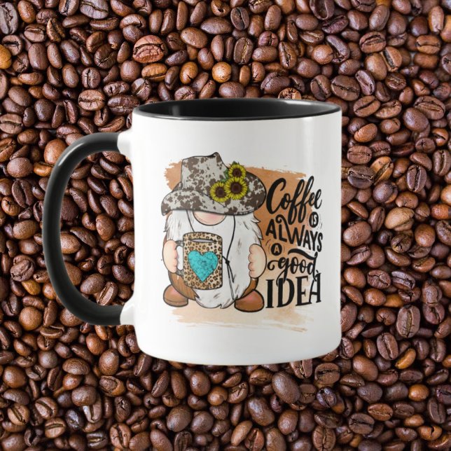 cooler Western Gnome Kaffee gute Idee Wortart Tasse (Von Creator hochgeladen)
