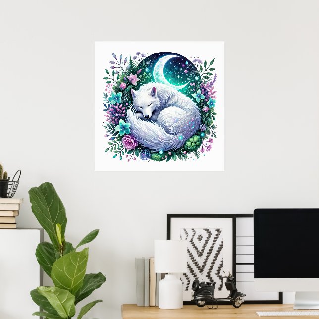 Cooler Wolf liebt Tier Poster (Heimbüro)