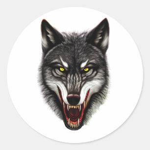 Cooler Wolf-Porträt  Runder Aufkleber