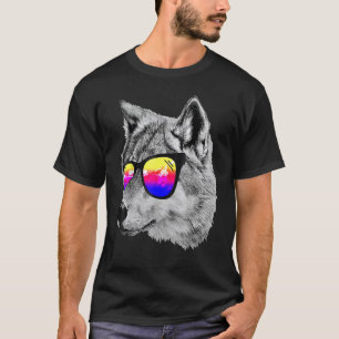 Cooler Wolf trägt Regenbogen-Sonnenbrillen Wilde T T-Shirt