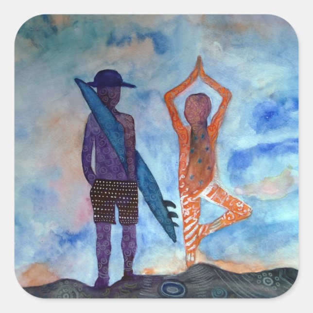 Cooler Yogasuchsticker, glänzend Quadratischer Aufkleber (Vorderseite)