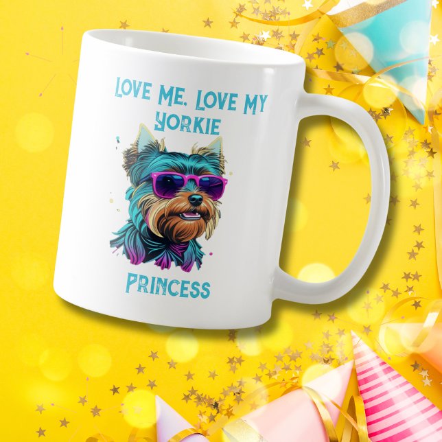 Cooler Yorkie Hund mit Sonnenbrille Kaffeetasse (Von Creator hochgeladen)