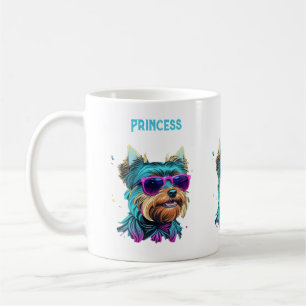 Cooler Yorkie Hund mit Sonnenbrille Kaffeetasse