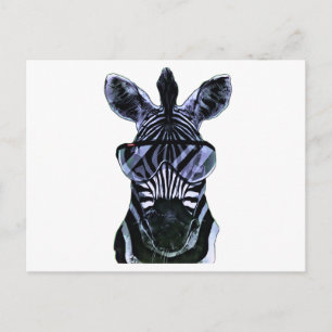 Cooler Zebra mit Gläsern Postkarte