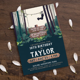 Cooler Ziplinenwald Geburtstag Abenteuer im Freien Einladung