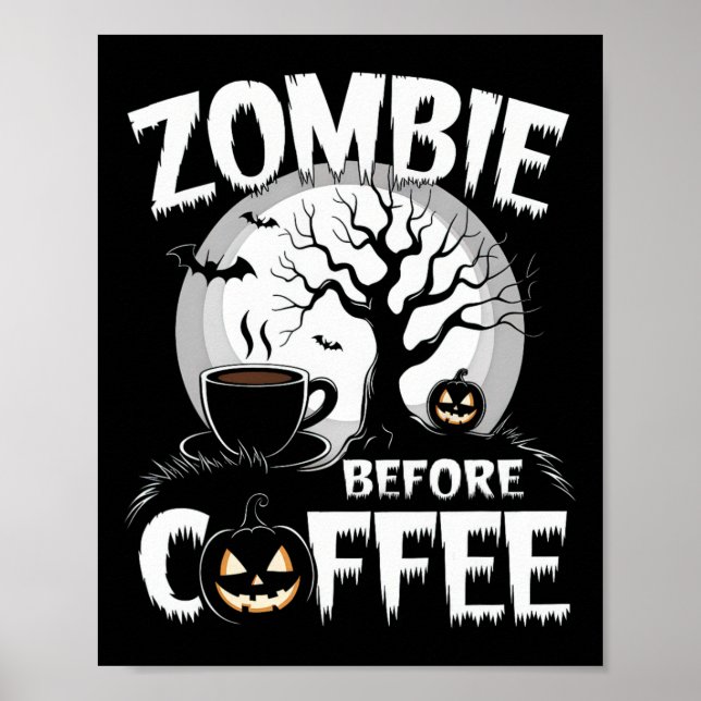 Cooler Zombie vor Kaffeehaus Funny Poster (Vorne)