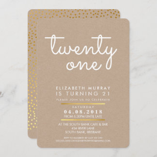 COOLES 21. Geburtstagsgeschenk Party INVITE rustik Einladung