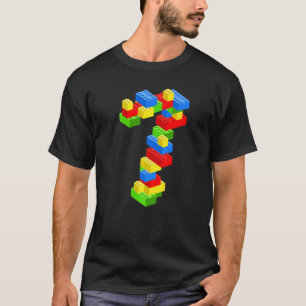 Cooles 7. Geburtstag Gebäude Blocks 7 Jahre alter T-Shirt