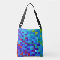 Cooles 8-Bit Pixel Muster Geeky Blue Red Monogram