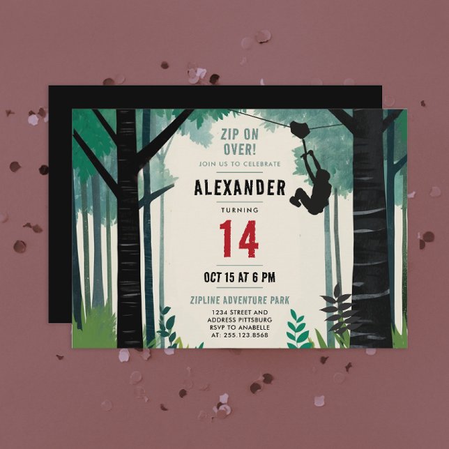 Cooles Abenteuer Zipline Natur Außenwelt Adrenalin Einladung (Von Creator hochgeladen)