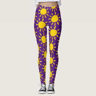 Cooles Abstrakt-Gelbes Sommersonnenmuster Lila Leggings