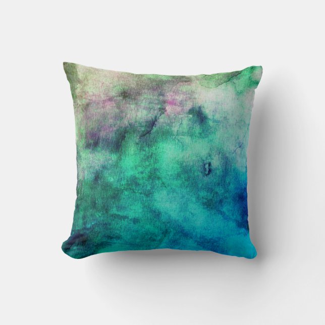 cooles abstraktes Aquarelldesign Blaukissen Kissen (Vorderseite)