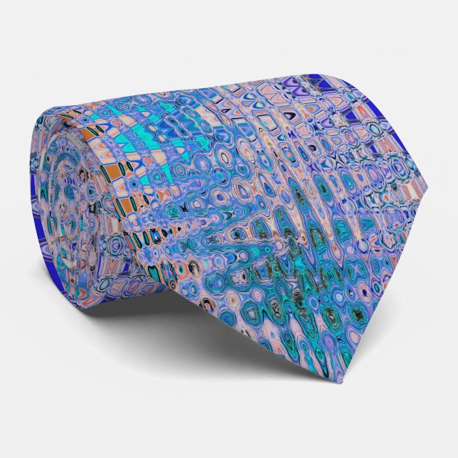 Cooles Abstraktes Blau und braunes Atomretro Zigza Krawatte (Gerollt)