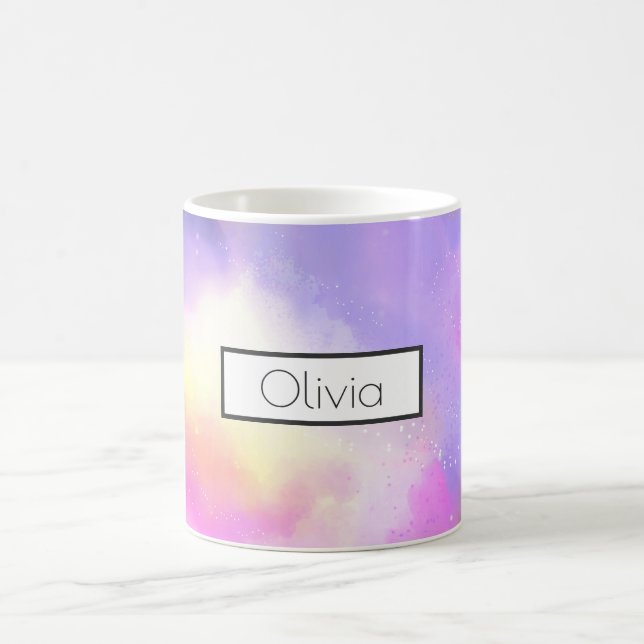 Cooles Abstraktes Watercolor Kosmische Raumgestalt Tasse (Mittel)