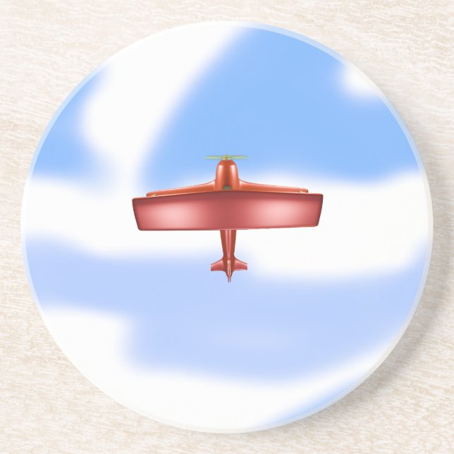Cooles Adventurous Flying Red Plane Sandstone Unte Getränkeuntersetzer (Vorne)
