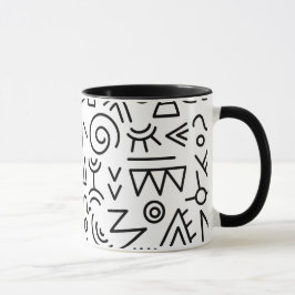 Cooles afrikanisches Stammesmuster Schwarz-Weiß Tasse