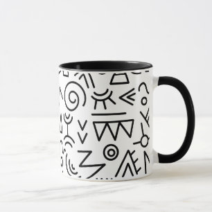 Cooles afrikanisches Stammesmuster Schwarz-Weiß Tasse