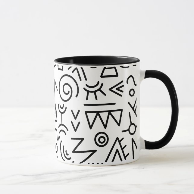 Cooles afrikanisches Stammesmuster Schwarz-Weiß Tasse (Rechts)