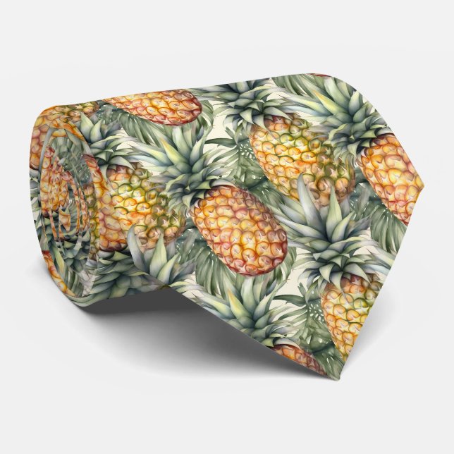 Cooles Ananas-Fruchtmuster Krawatte (Gerollt)