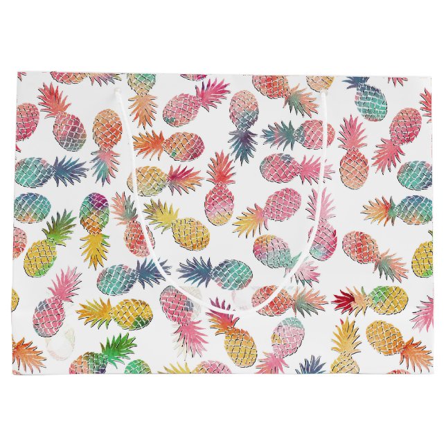 Cooles Ananas-Muster "sommerlich" Große Geschenktüte (Rückseite)