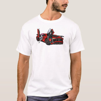 Cooles Anime-Gangster-Paar mit rotem Supersportwag T-Shirt