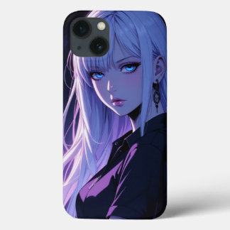 Cooles Anime Girl mit Silver Hair iPhone Case