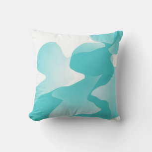 Cooles Aqua Blue Watercolor Kunst, Dichtung und Mu Kissen