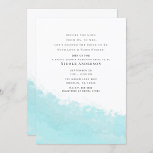 Cooles Aqua Blue Wave Splash Beach Brautparty Einladung