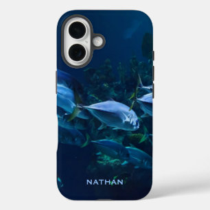 Cooles Aquarium Fisch Dunkles Wasser Personalisier iPhone 16 Hülle