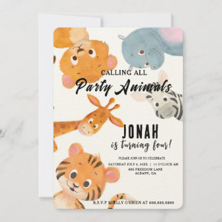 Cooles Aufrufen des Party Alle Party Tiere Kinderg Einladung