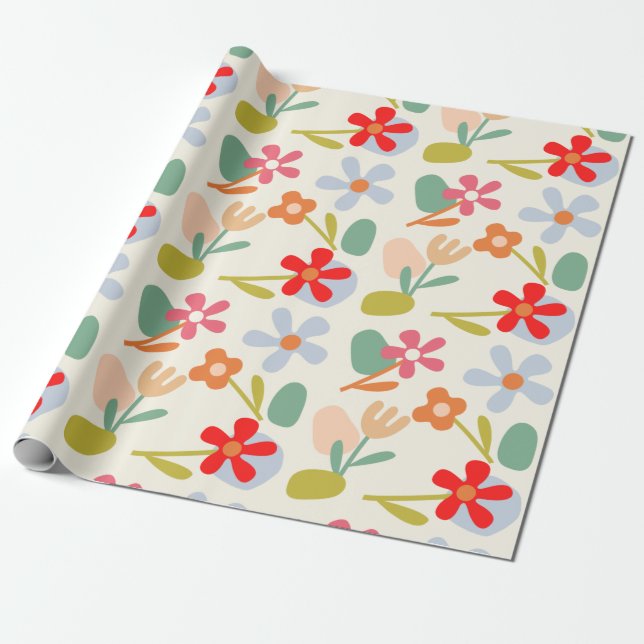 Cooles Aussehen des Abstrakten Blumenmusters Geschenkpapier (Ungerollt)