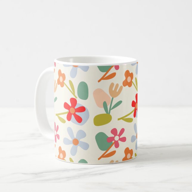 Cooles Aussehen des Abstrakten Blumenmusters Kaffeetasse (Vorderseite Links)