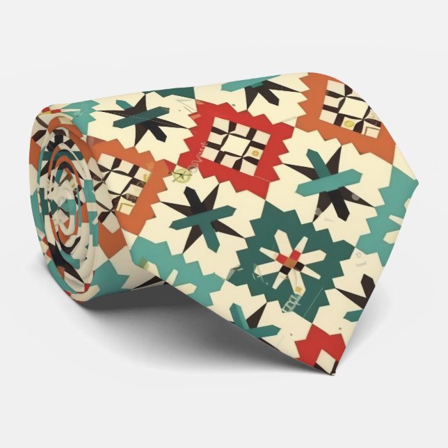 Cooles Aztekenkachelmuster Krawatte (Gerollt)