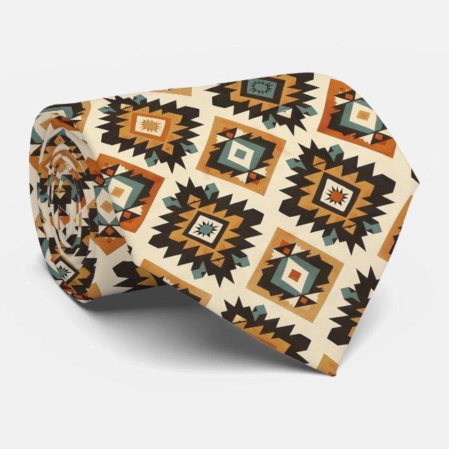 Cooles Aztekenkachelmuster Krawatte (Gerollt)
