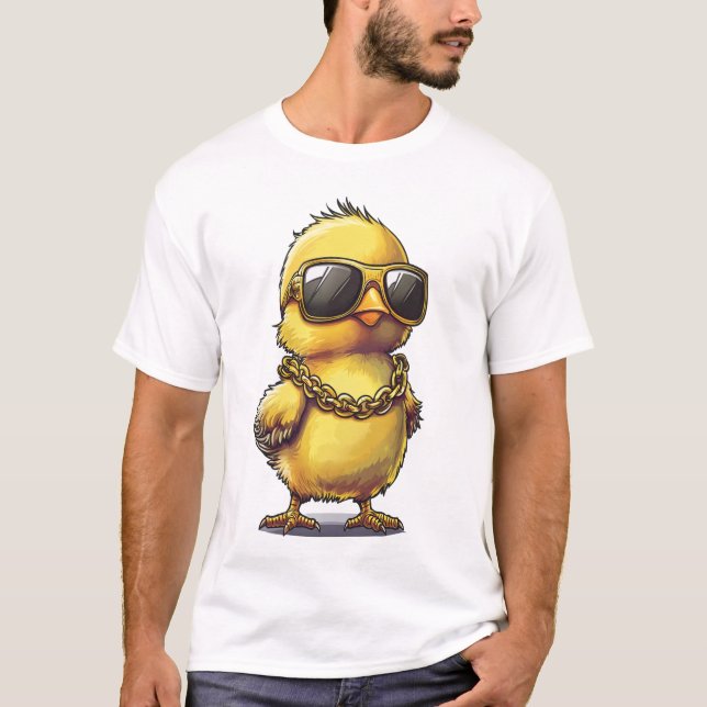 Cooles Baby-Chick mit Sonnenbrille und Gold-Kette  T-Shirt (Vorderseite)