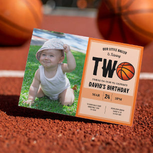 Cooles Baller Basketball Foto 2. Geburtstag Einladung